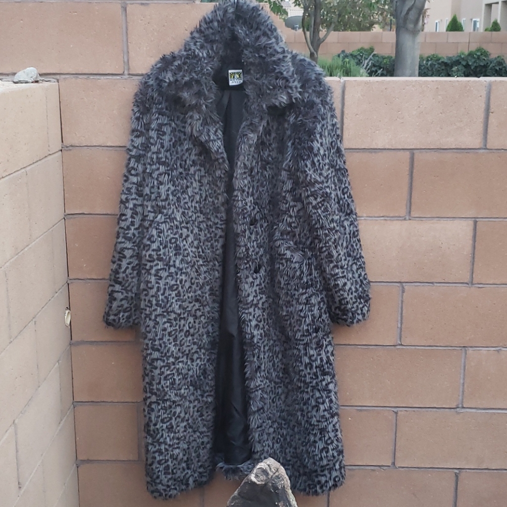 Runway New York Speed Leopard Print Maxi Art-To-Wear Faux Fur Final Markdown